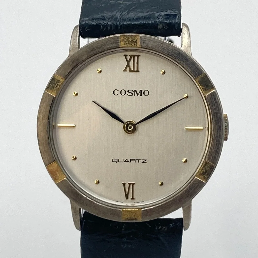 Vintage Cosmo Unisex Watch 33mm Gold Silver Tone Mens Womens New Battery 8.5